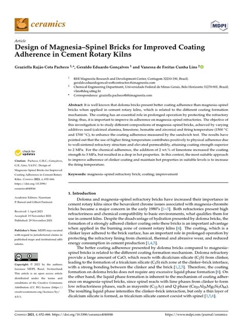 Design of Magnesia Spinel Bricks for Improved Coating .